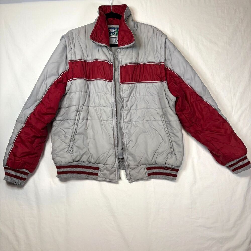 Deep North Men's Gorpcore 80's Retro Transitional Jacket/Vest Size XL Gray/Red